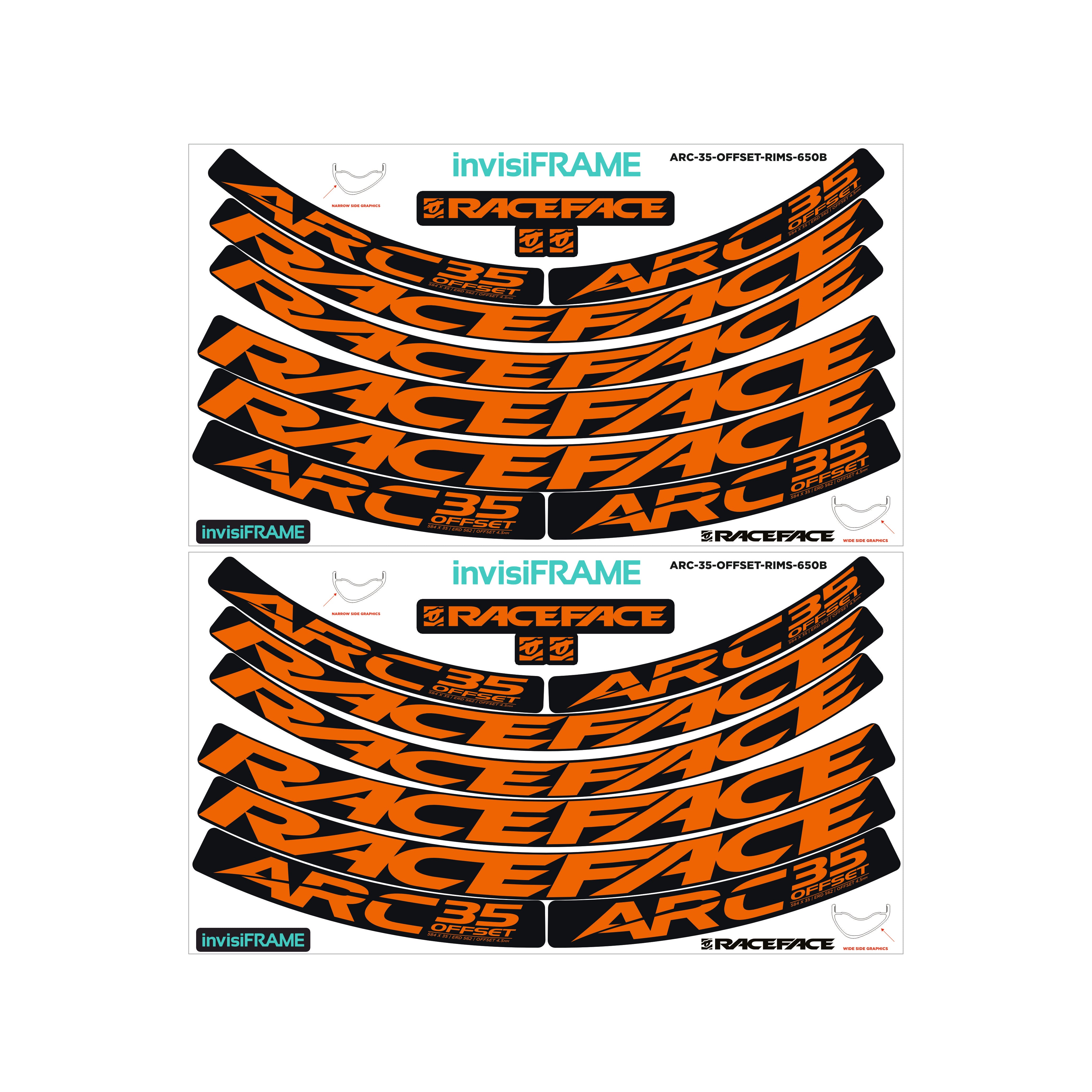 Stickers VTT RaceFace Arc 35 29 Pouces – Orange – Autocollants Roue Personnalisés