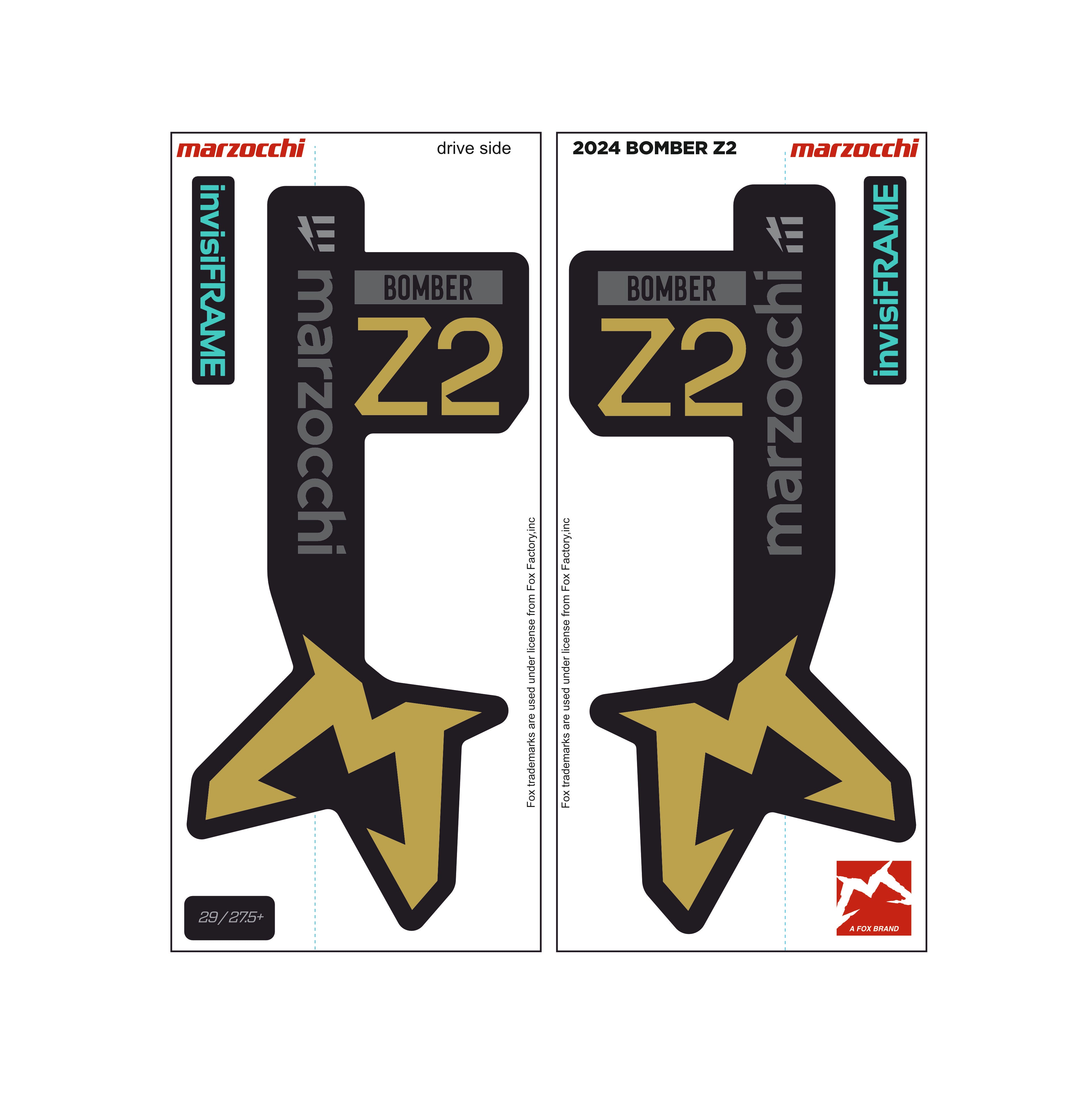 Marzocchi Bomber Z2 eOptimized 2024 Decals | invisiFRAME Custom Decals ...