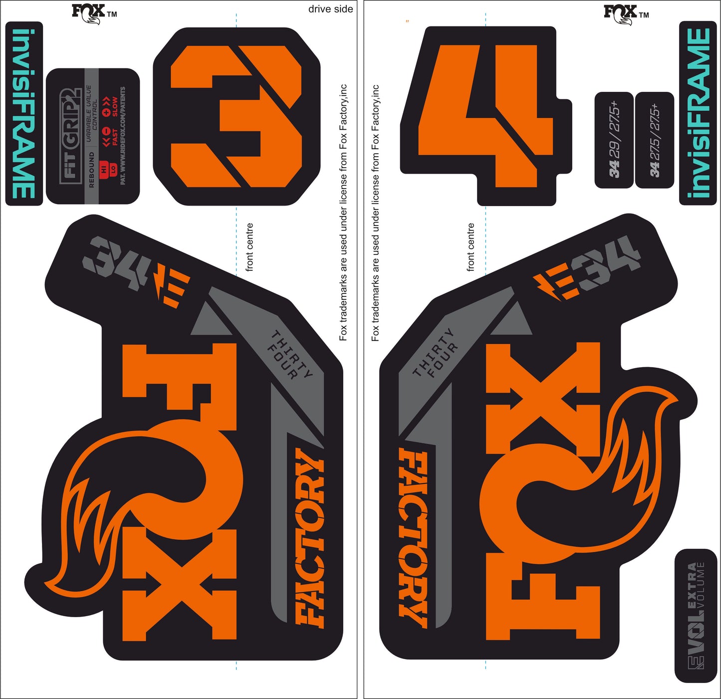 Fox 34 Factory E BIKE 2021 Decals