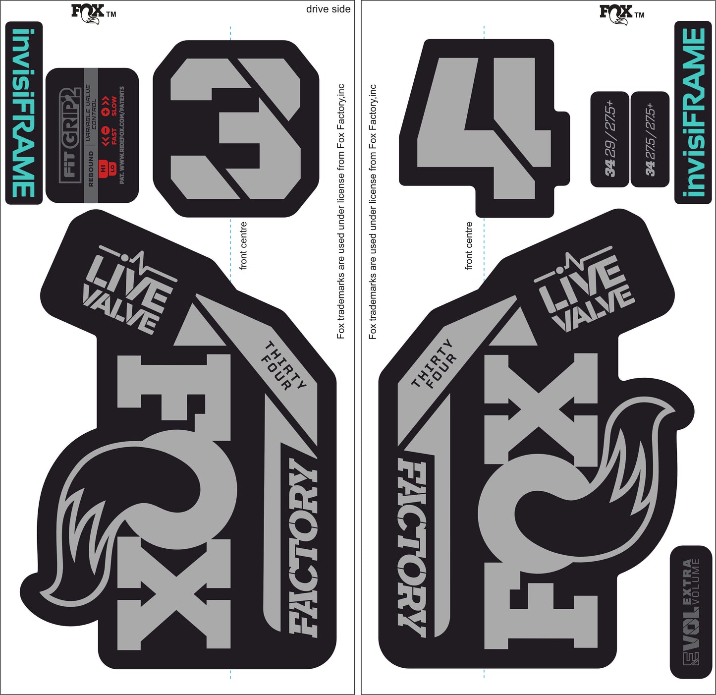 Fox 34 Factory LIVE VALVE 2021 Decals