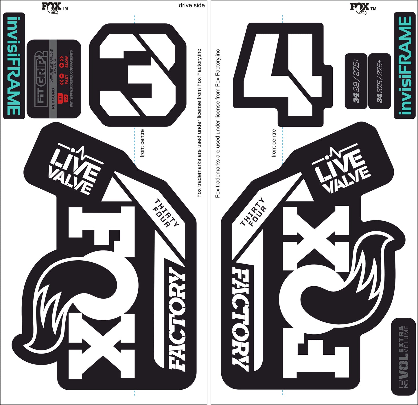 Fox 34 Factory LIVE VALVE 2021 Decals