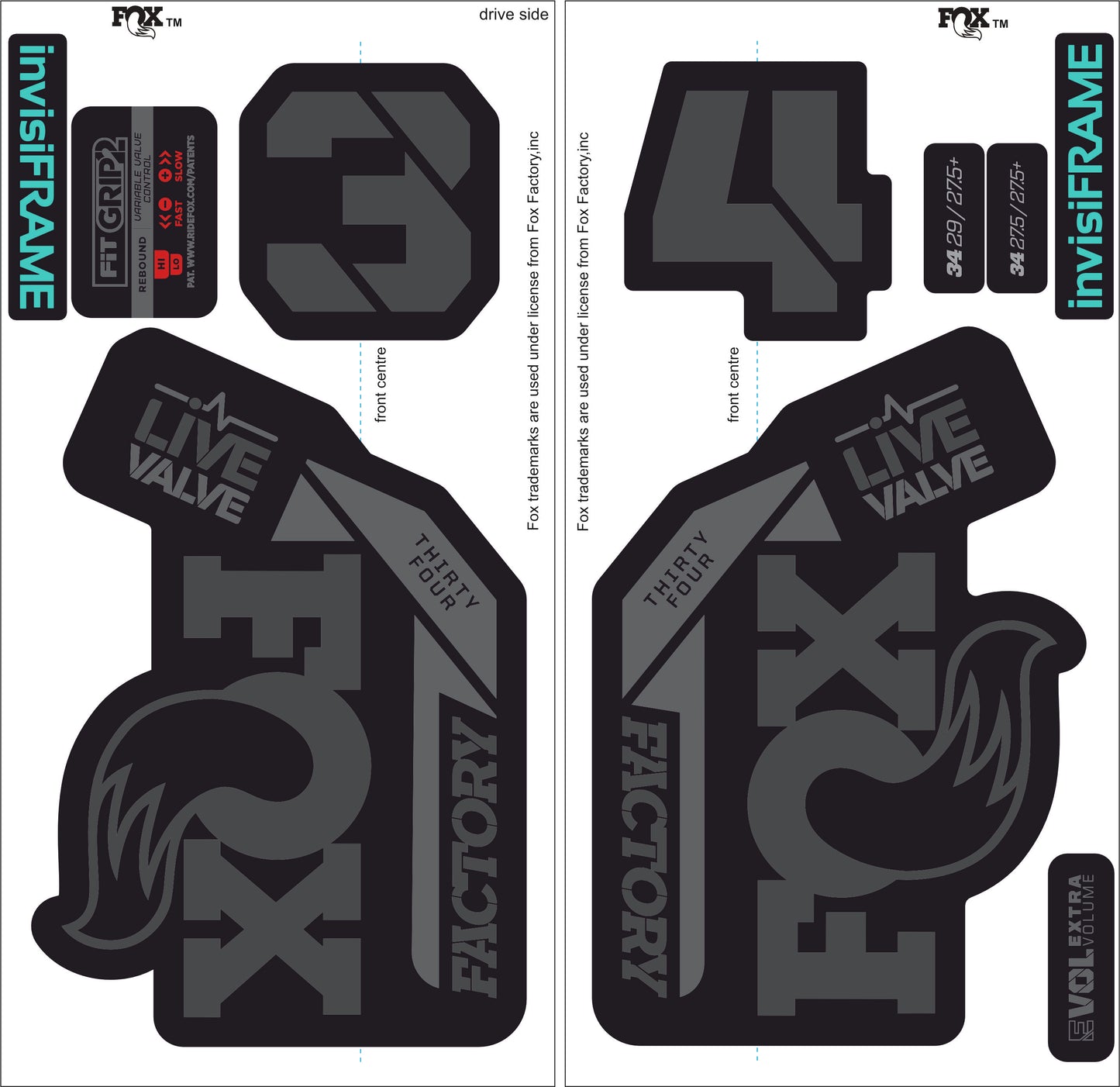 Fox 34 Factory LIVE VALVE 2021 Decals