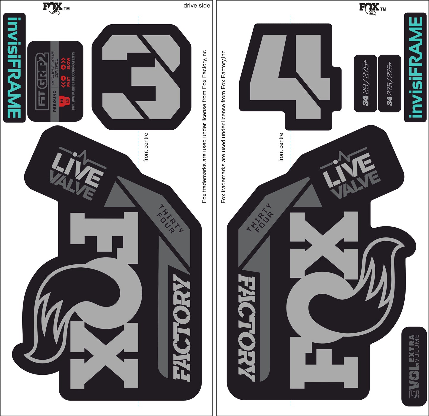 Fox 34 Factory LIVE VALVE 2021 Decals