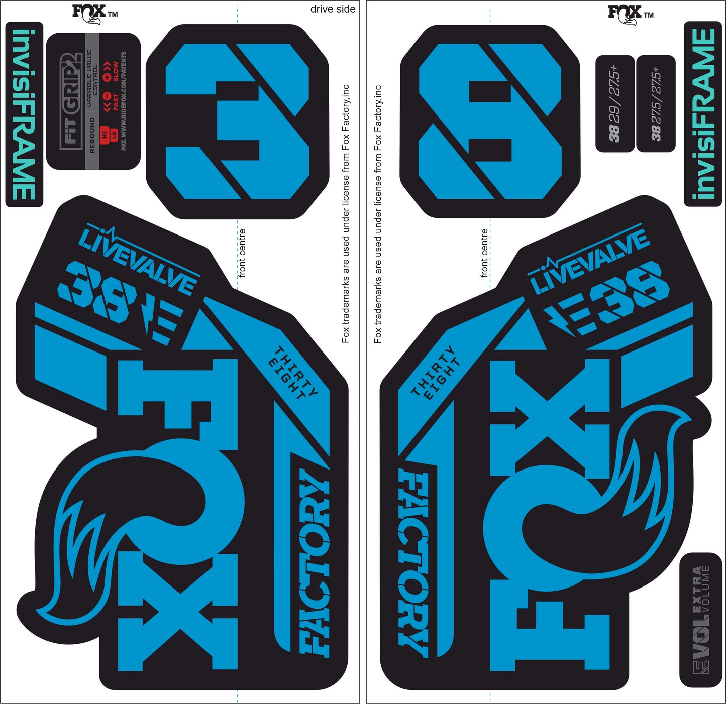 Fox 38 Factory E Bike Live Valve 2021 Decals