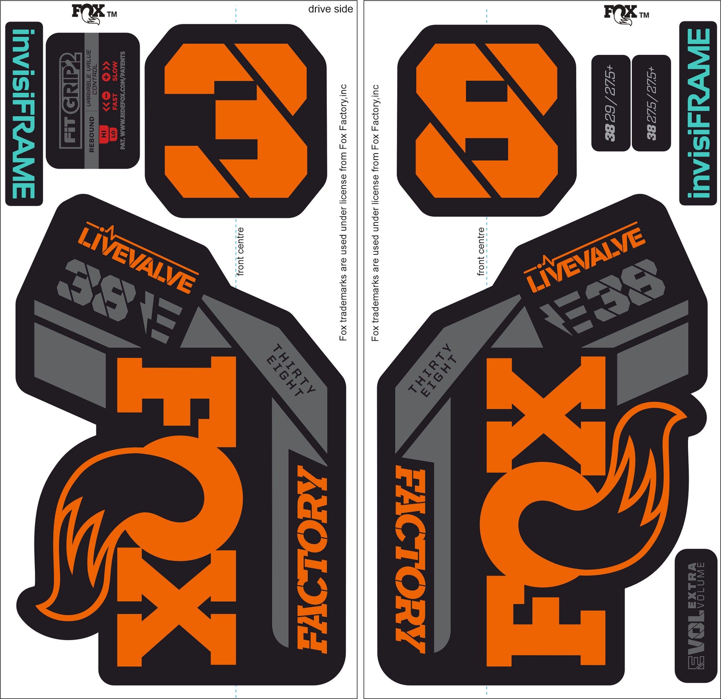 Fox 38 Factory E Bike Live Valve 2021 Decals