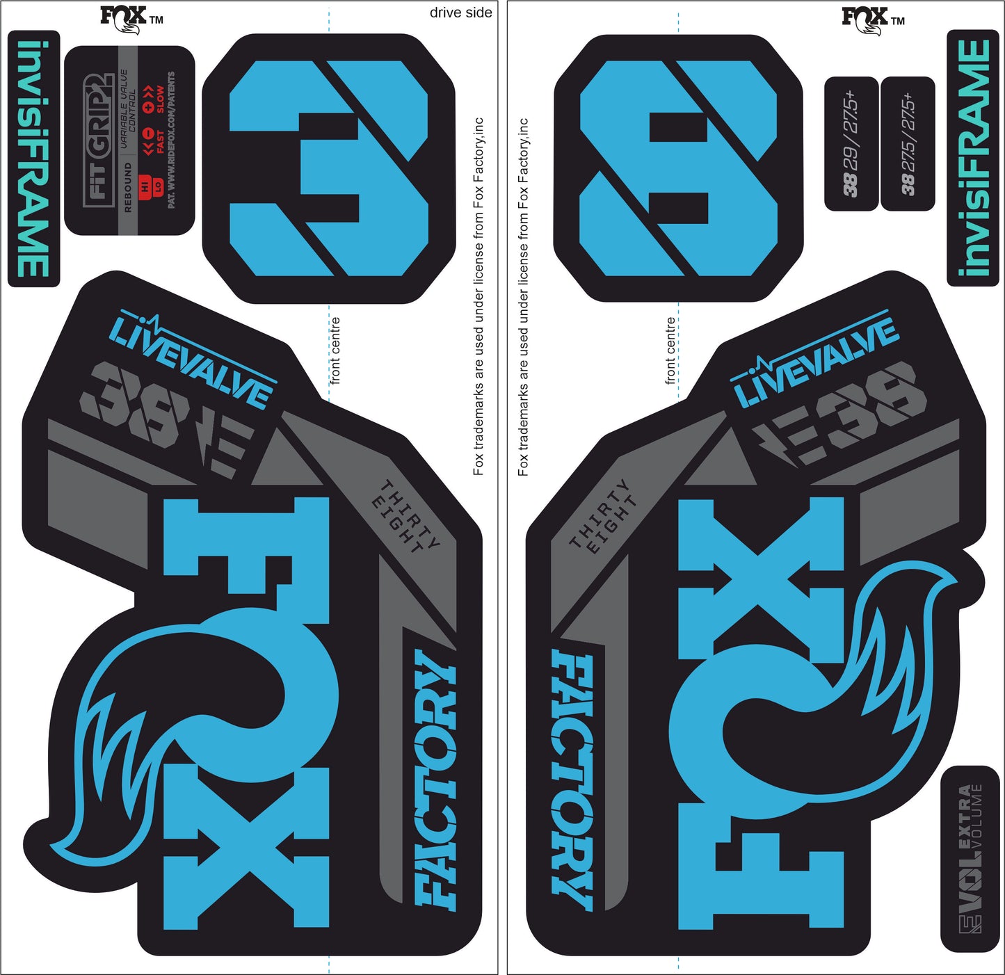 Fox 38 Factory E Bike Live Valve 2021 Decals