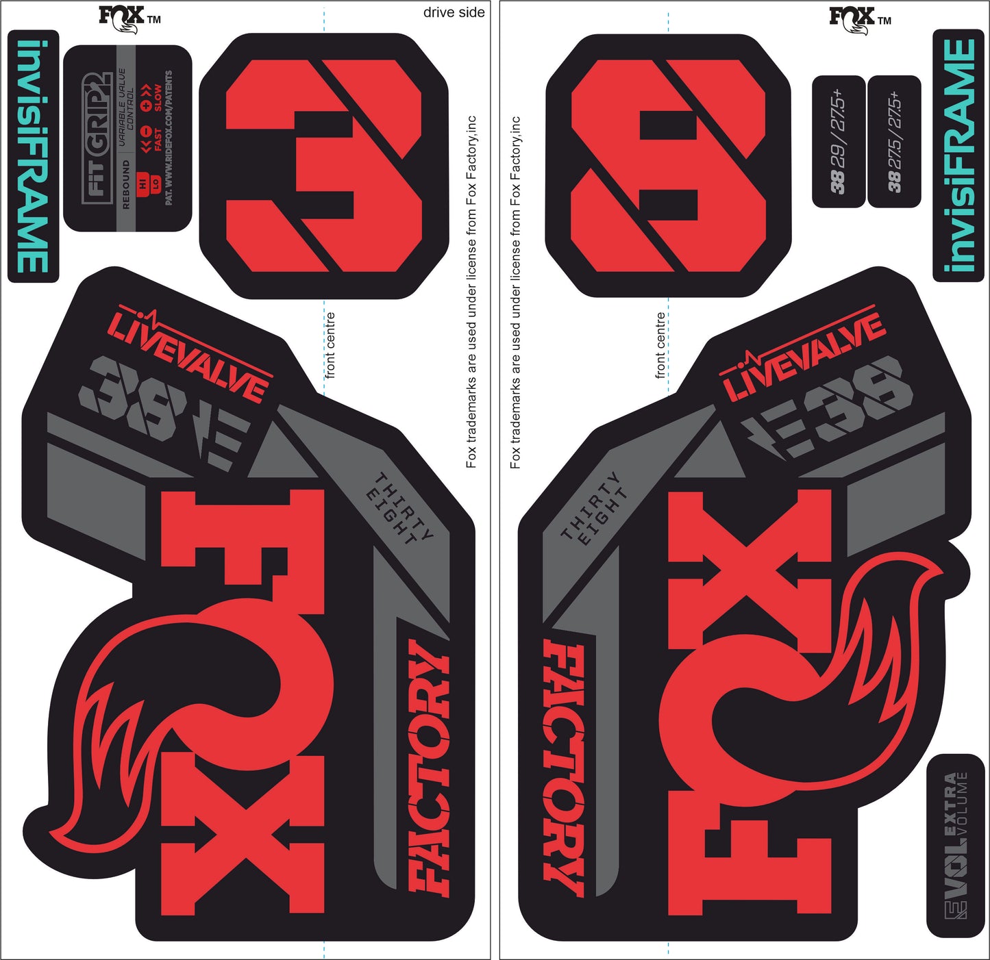 Fox 38 Factory E Bike Live Valve 2021 Decals