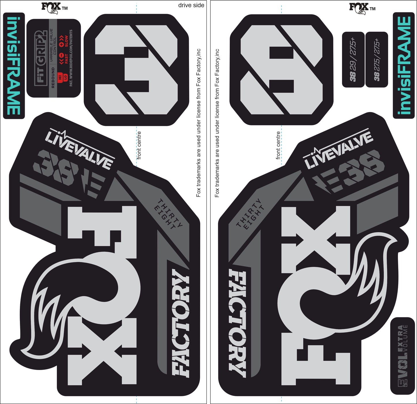 Fox 38 Factory E Bike Live Valve 2021 Decals