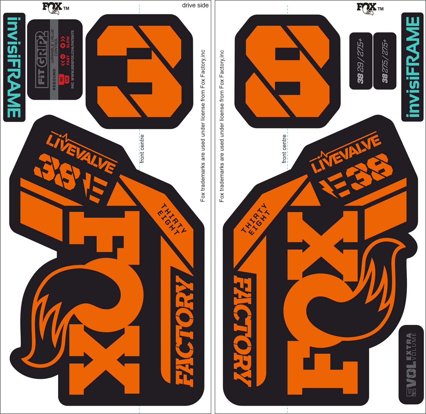 Fox 38 Factory E Bike Live Valve 2021 Decals