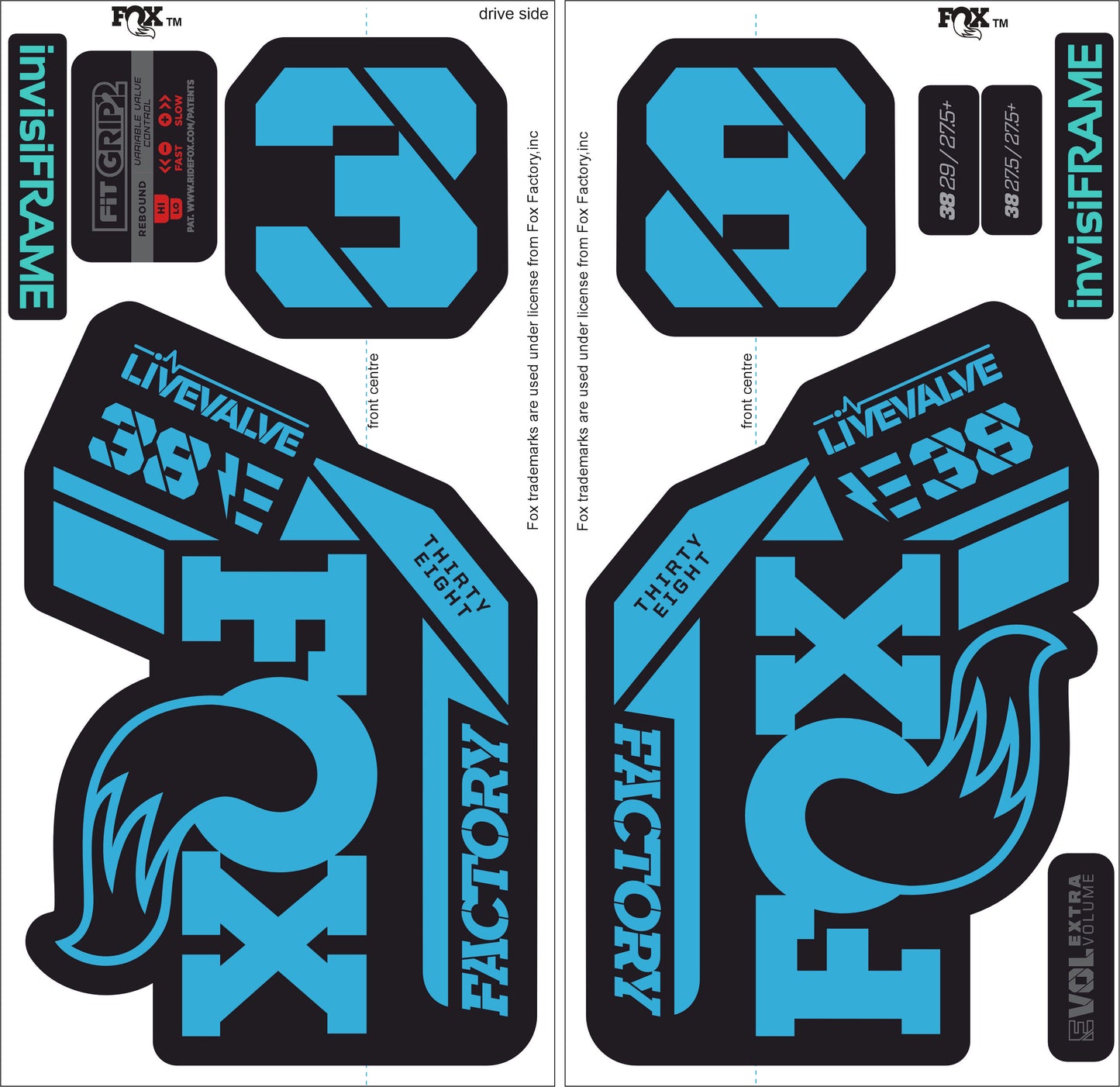 Fox 38 Factory E Bike Live Valve 2021 Decals