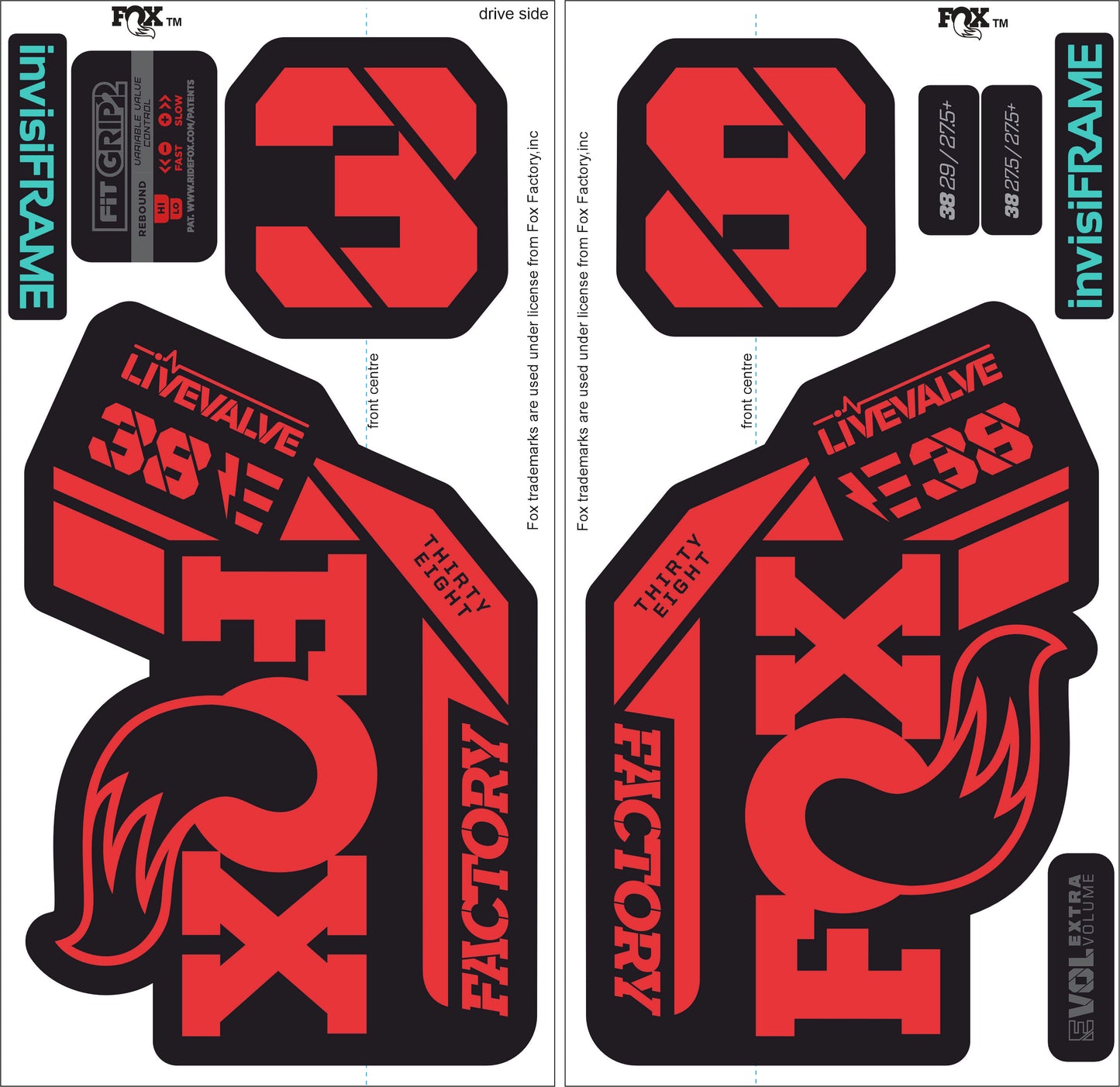 Fox 38 Factory E Bike Live Valve 2021 Decals