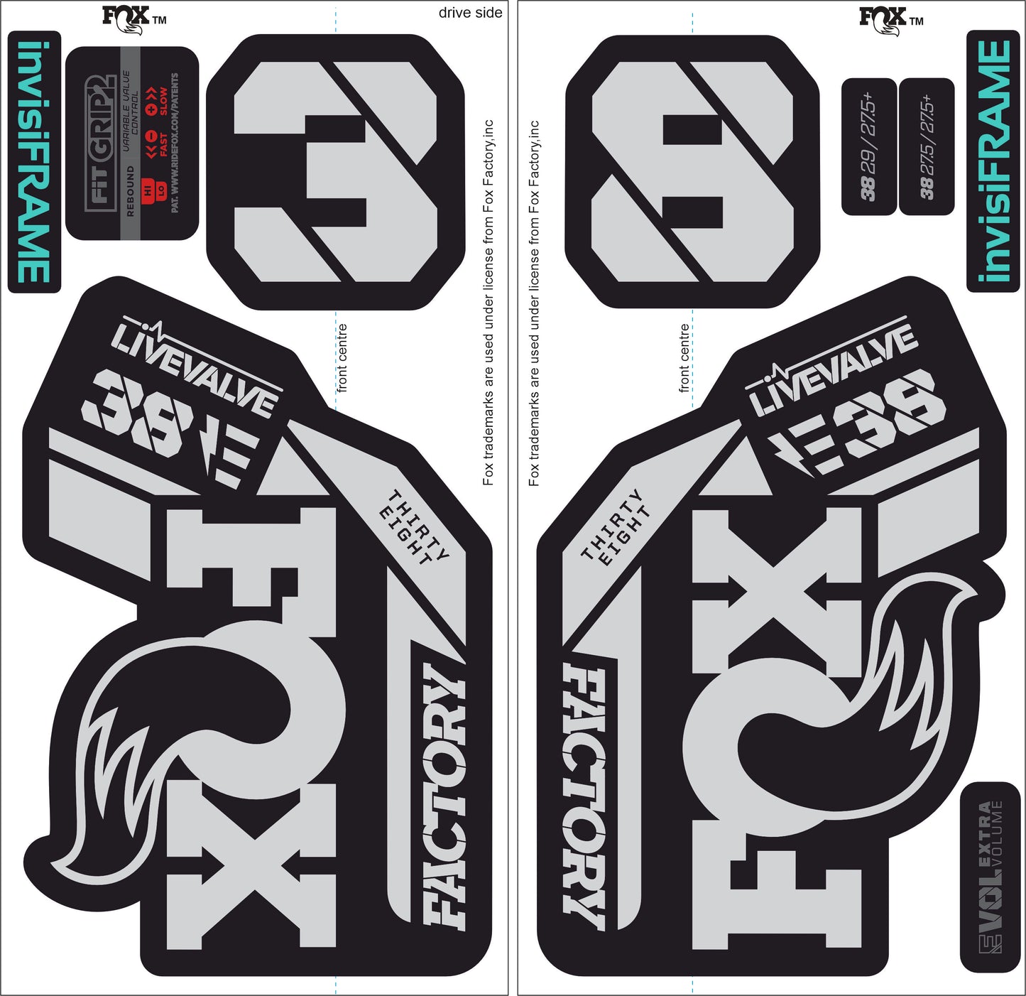 Fox 38 Factory E Bike Live Valve 2021 Decals