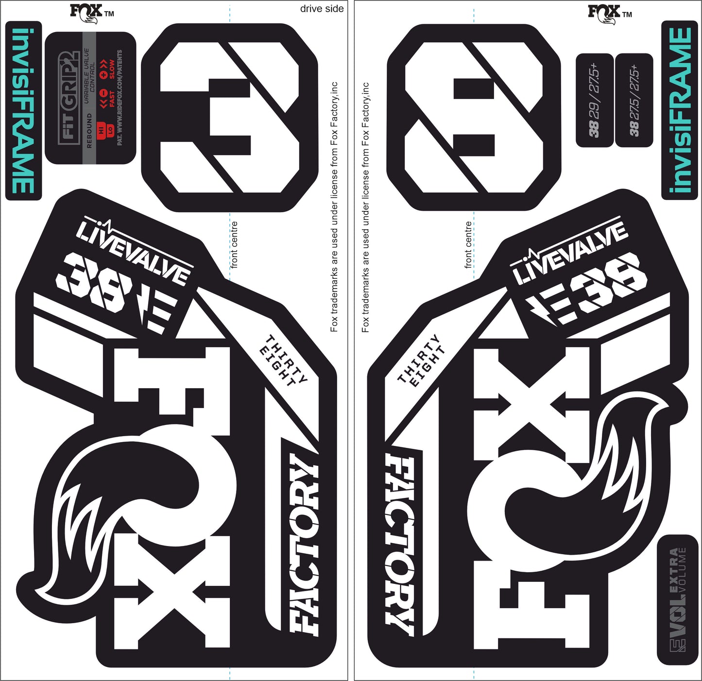 Fox 38 Factory E Bike Live Valve 2021 Decals