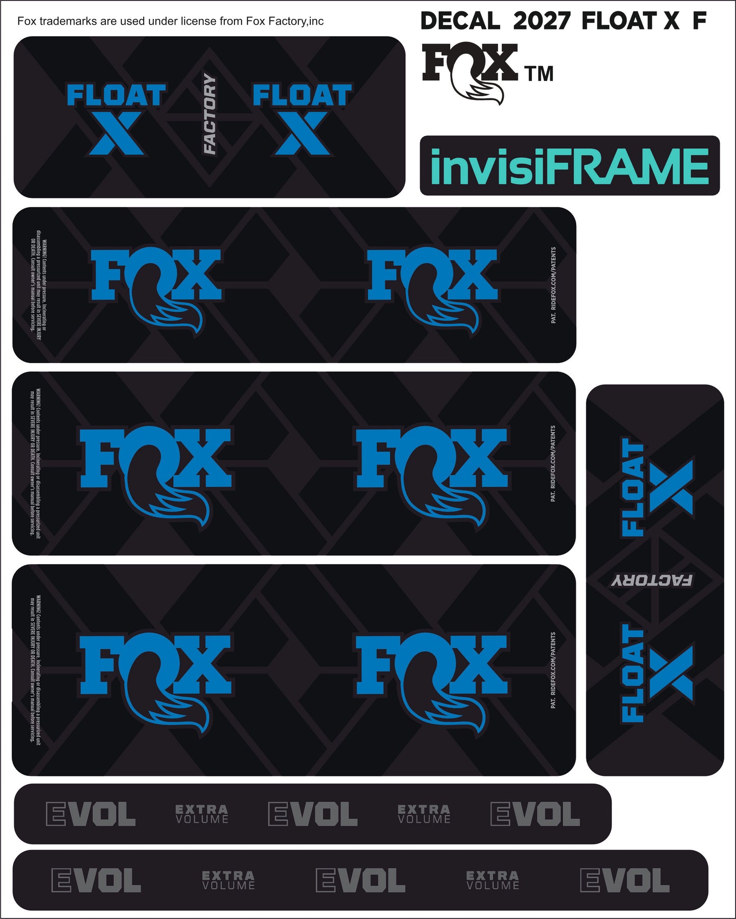 Fox Float X Factory 2027 Decals