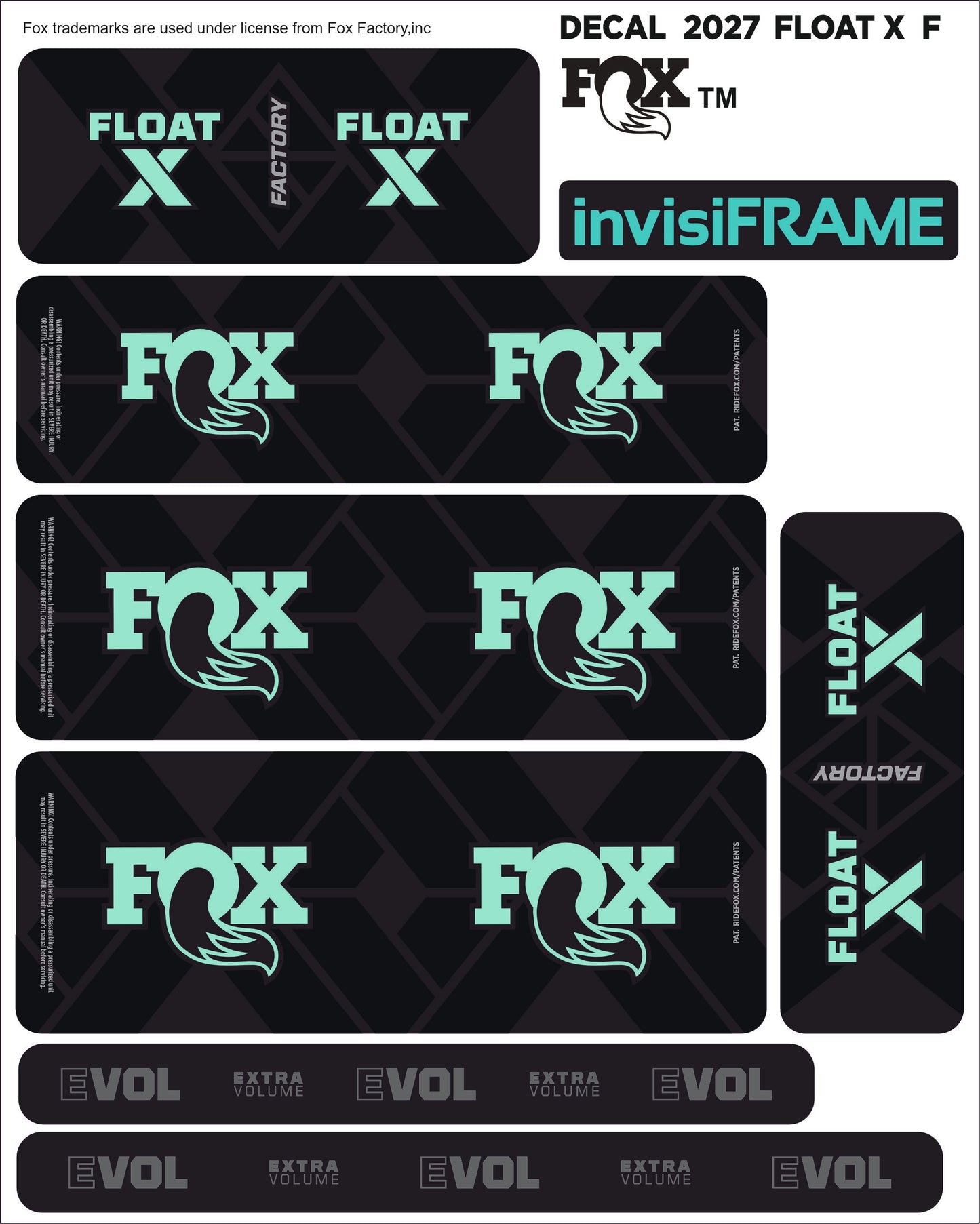 Fox Float X Factory 2027 Decals