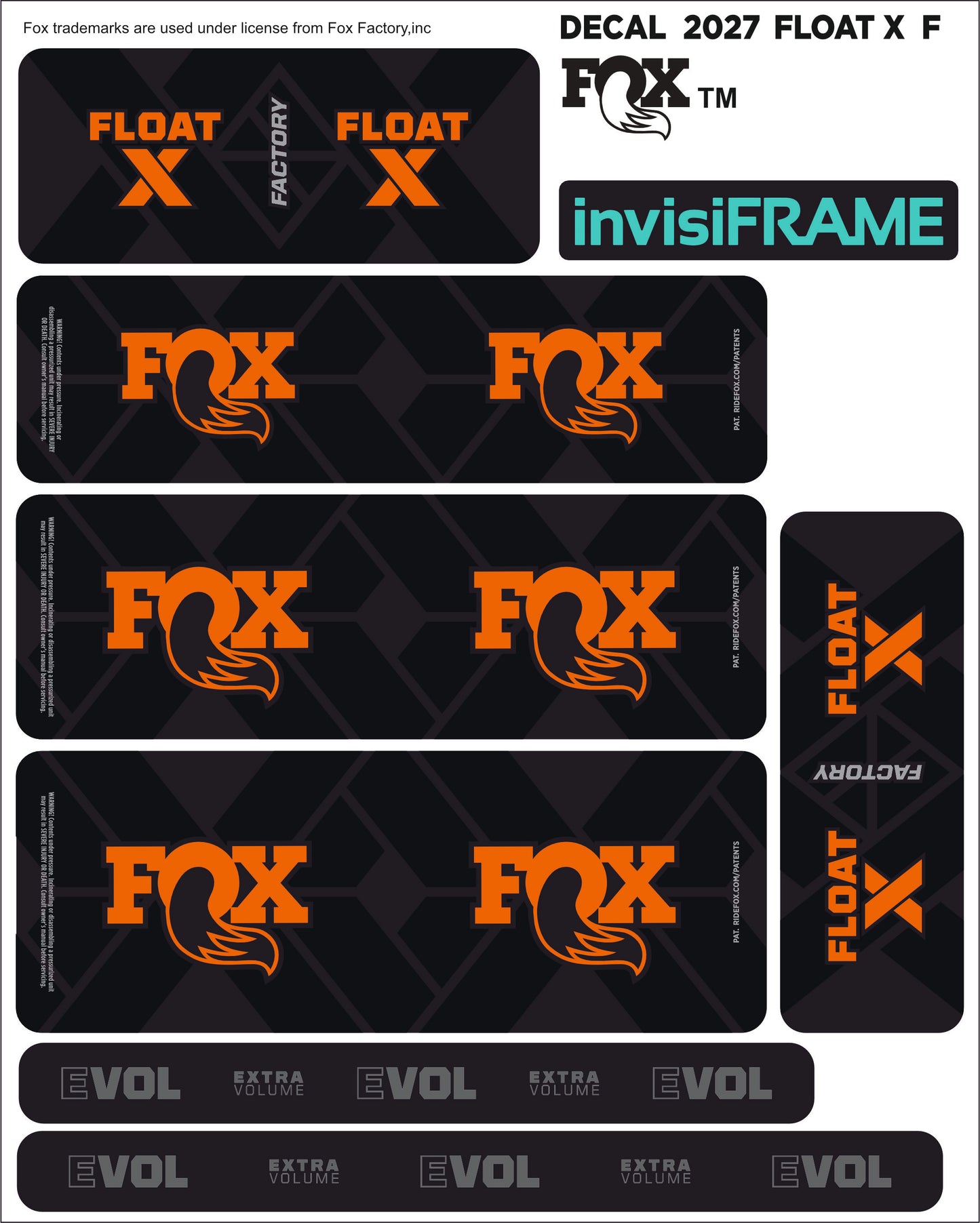 Fox Float X Factory 2027 Decals