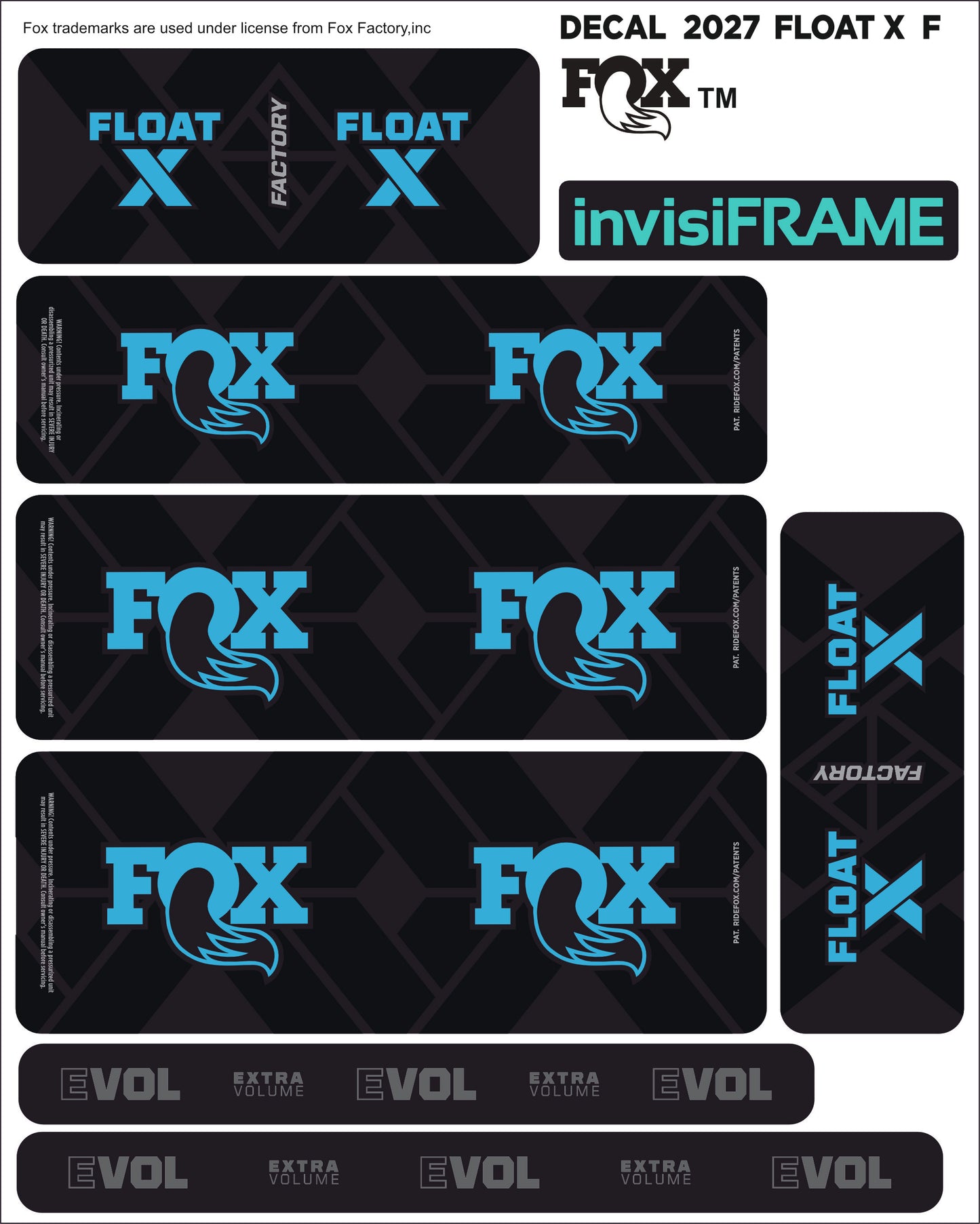 Fox Float X Factory 2027 Decals