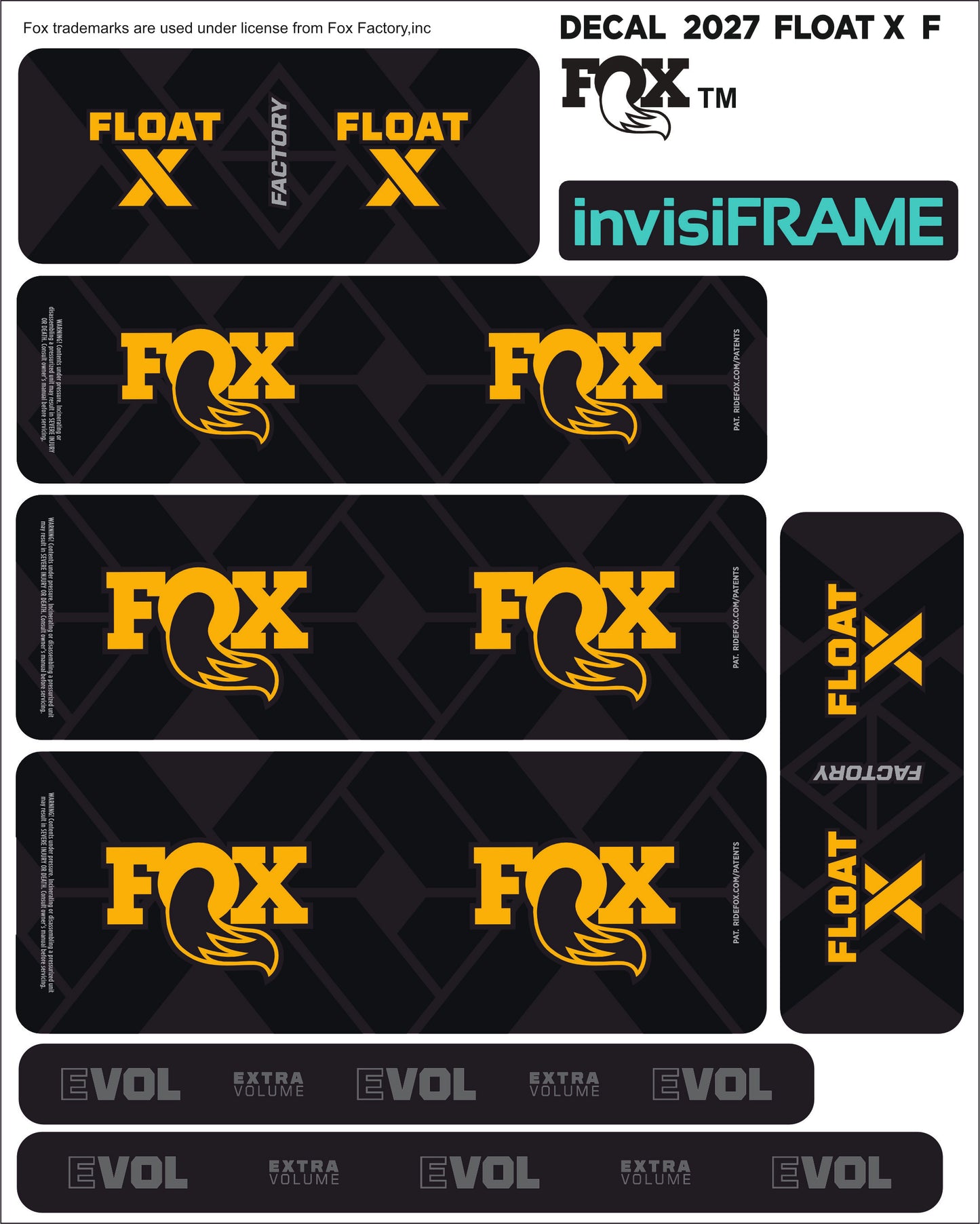 Fox Float X Factory 2027 Decals