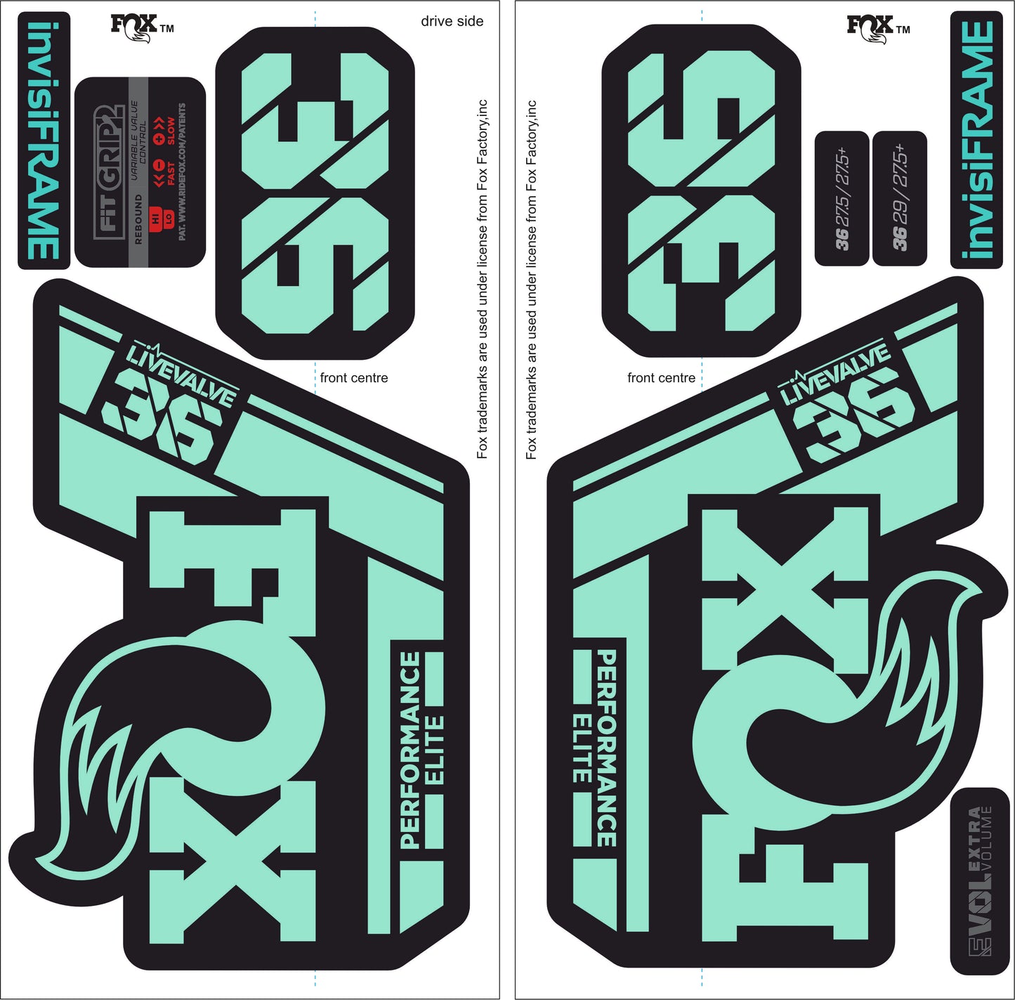 Fox 36 Performance Elite Live Valve 2022 decals