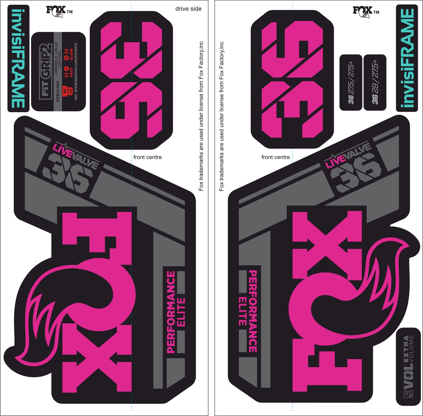 Fox 36 Performance Elite Live Valve 2022 decals