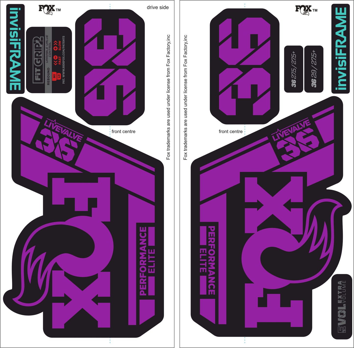 Fox 36 Performance Elite Live Valve 2022 decals