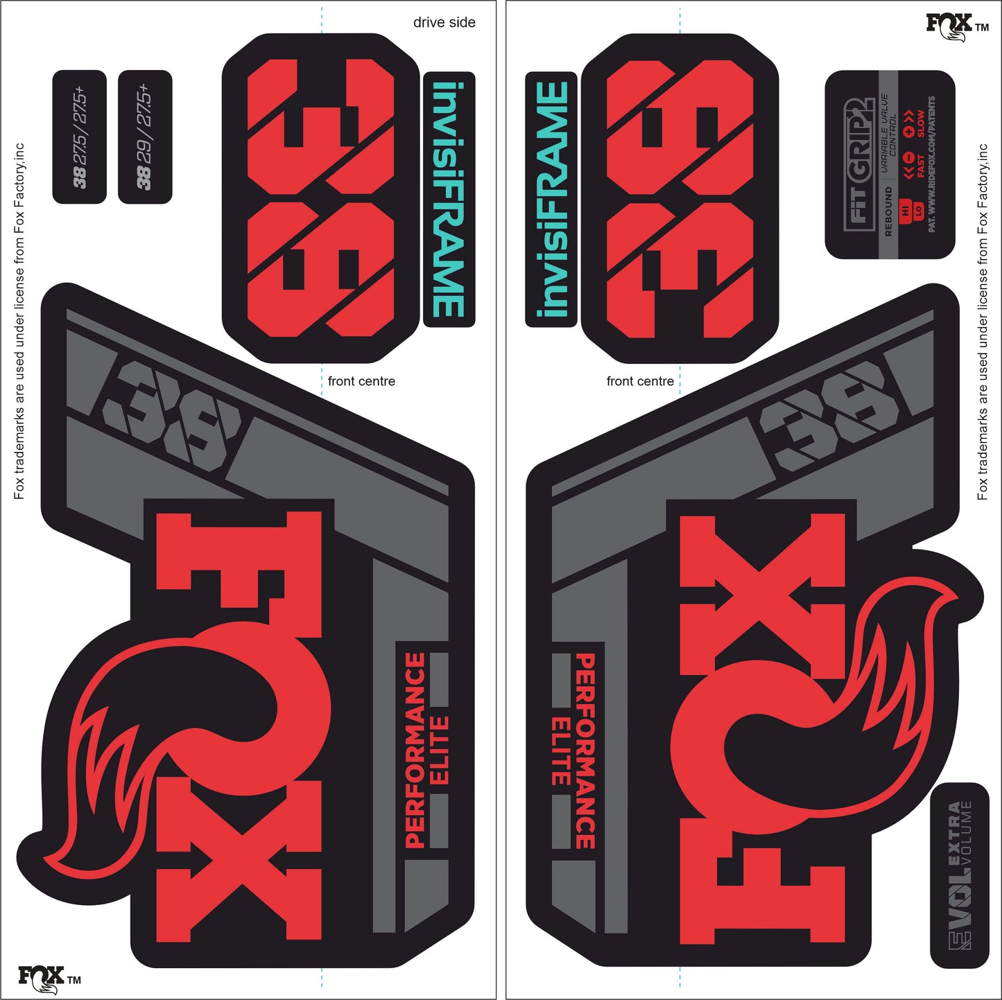 Fox 38 Performance Elite 2021 Decals